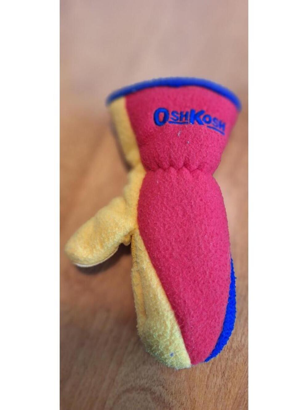 Vtg OshKosh B'Gosh Fleece Youth Mittens Red/Yellow/Blue Colorblock Hook/loop - Picture 6 of 9